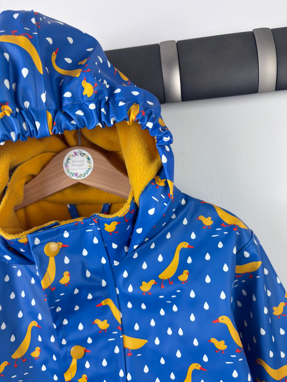 Frugi Blue Duck Print Fleece Lined Raincoat 5-6 Years-Coats-Second Snuggle Preloved