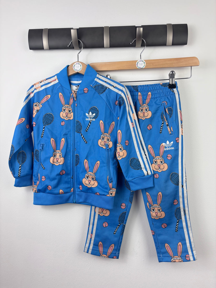Adidas X Mini Rodini Blue Bunny Print Tracksuit 2-3 Years-Sets-Second Snuggle Preloved