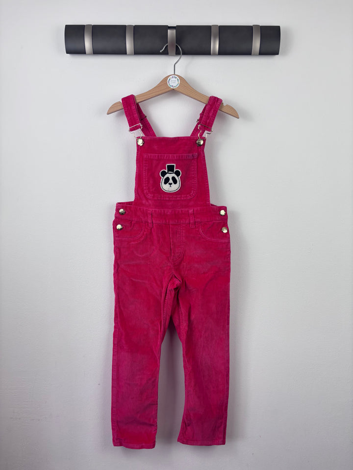 Mini Rodini Pink Corduroy Panda Dungarees 104/110 (4-5 Years)-Dungarees-Second Snuggle Preloved
