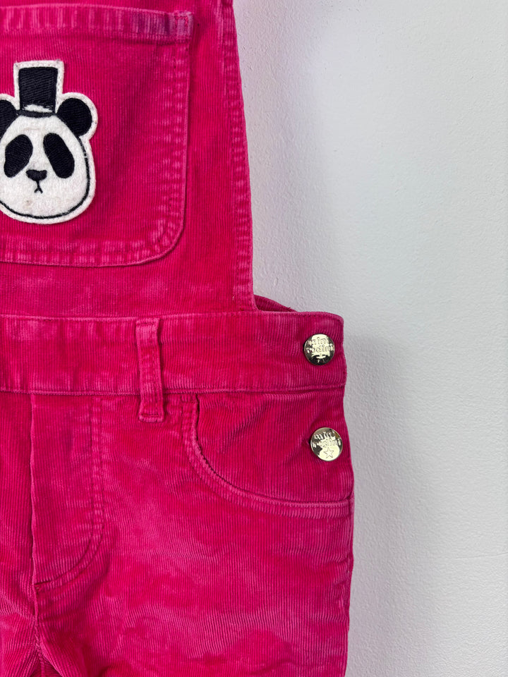 Mini Rodini Pink Corduroy Panda Dungarees 104/110 (4-5 Years)-Dungarees-Second Snuggle Preloved