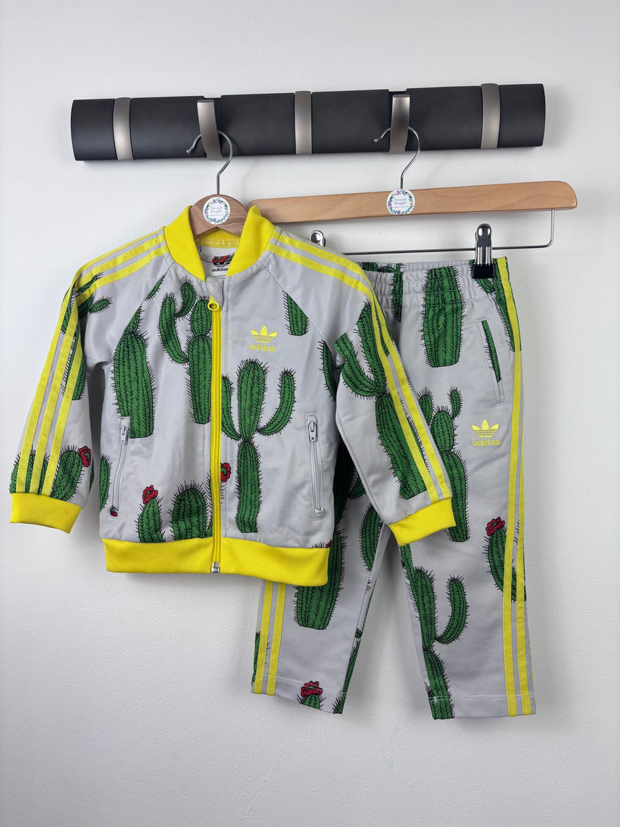 Adidas X Mini Rodini Grey Cactus Print Tracksuit 12-18 Months-Sets-Second Snuggle Preloved
