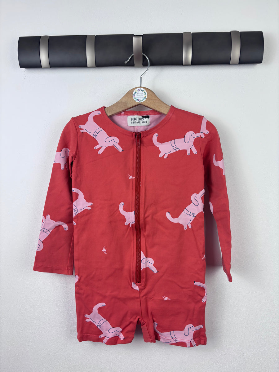 Bobo Choses Red Dog Print Romper 2-3 Years-Swimming-Second Snuggle Preloved