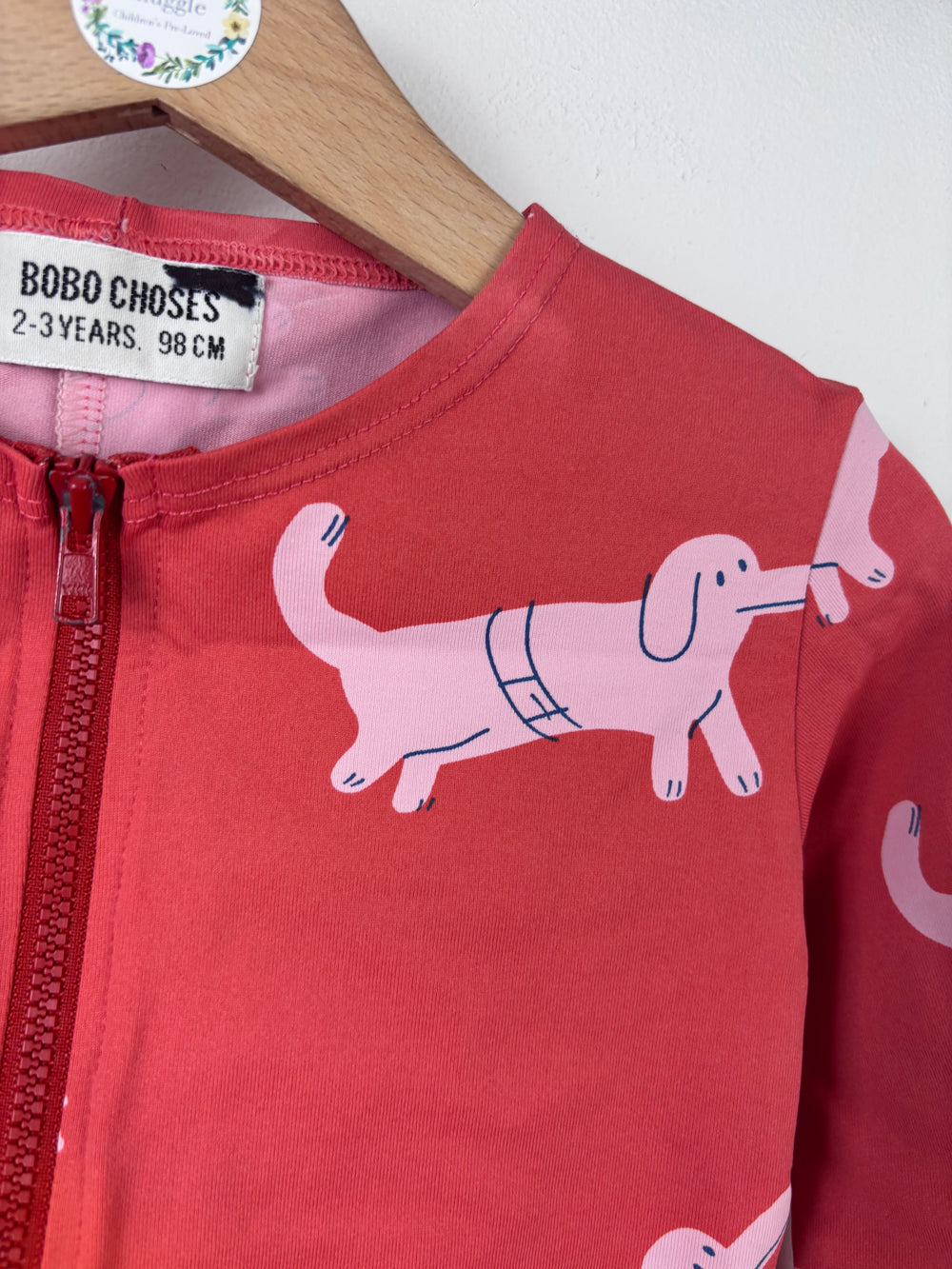Bobo Choses Red Dog Print Romper 2-3 Years-Swimming-Second Snuggle Preloved