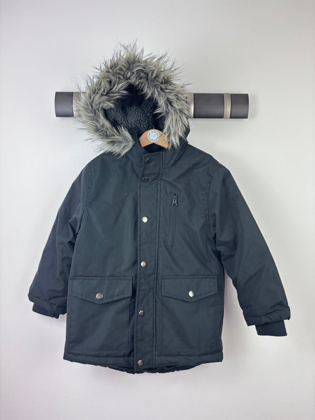 Outlaws Black Parka Coat 6-7 Years-Coats-Second Snuggle Preloved