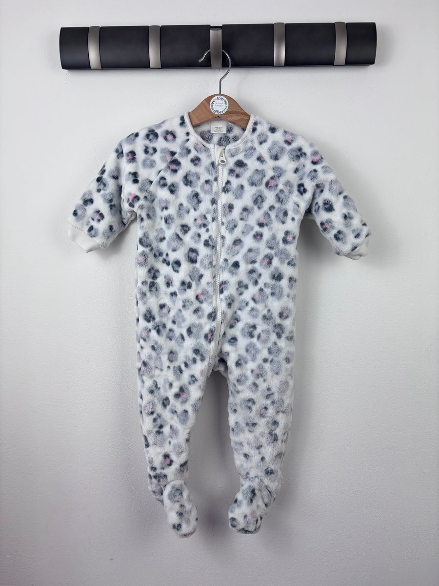 Next Leopard Fleece Sleepsuit 6-9 Months-Sleepsuits-Second Snuggle Preloved