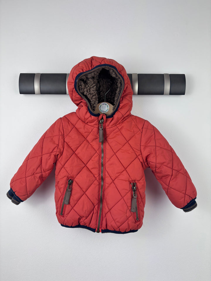 M&S Orange Quilted Jacket 6-9 Months