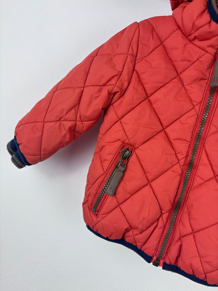 M&S Orange Quilted Jacket 6-9 Months
