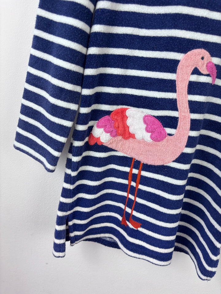 Mini Boden Striped Flamingo Towel 6-7 Years