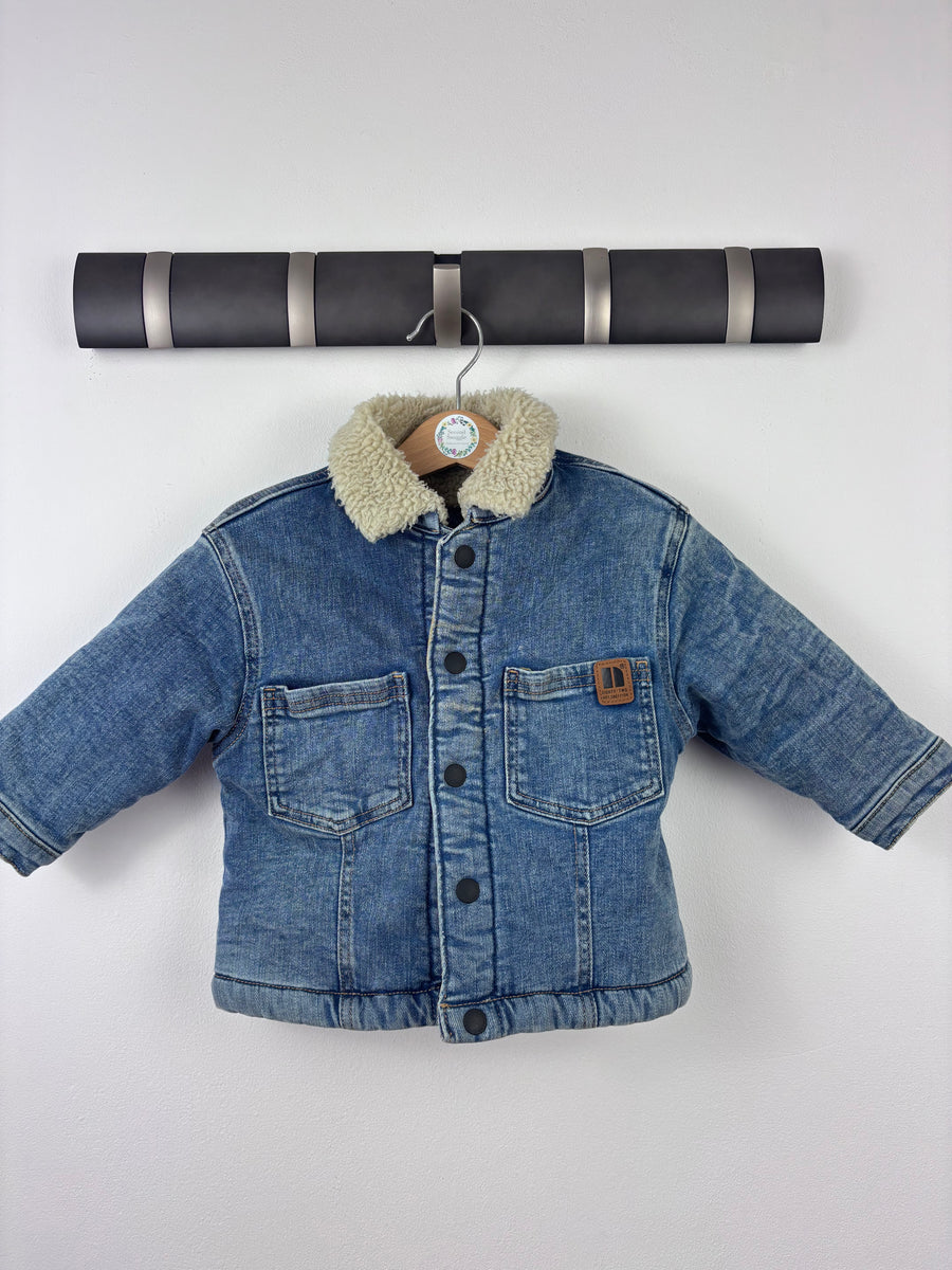 Next Denim Jacket with Borg Collar 12-18 Months - PLAY-Jackets-Second Snuggle Preloved