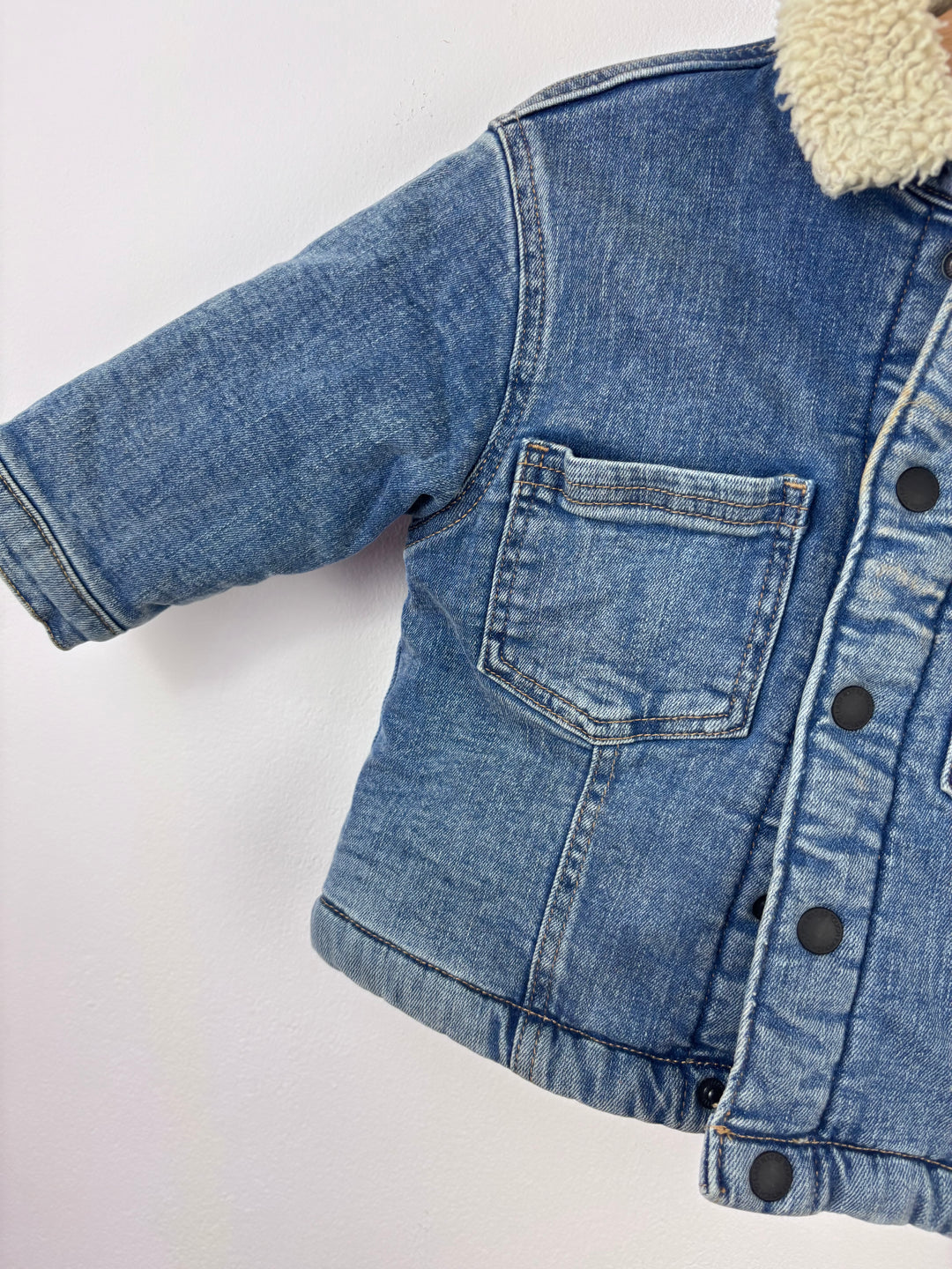 Next Denim Jacket with Borg Collar 12-18 Months - PLAY-Jackets-Second Snuggle Preloved