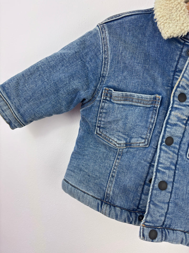 Next Denim Jacket with Borg Collar 12-18 Months - PLAY-Jackets-Second Snuggle Preloved