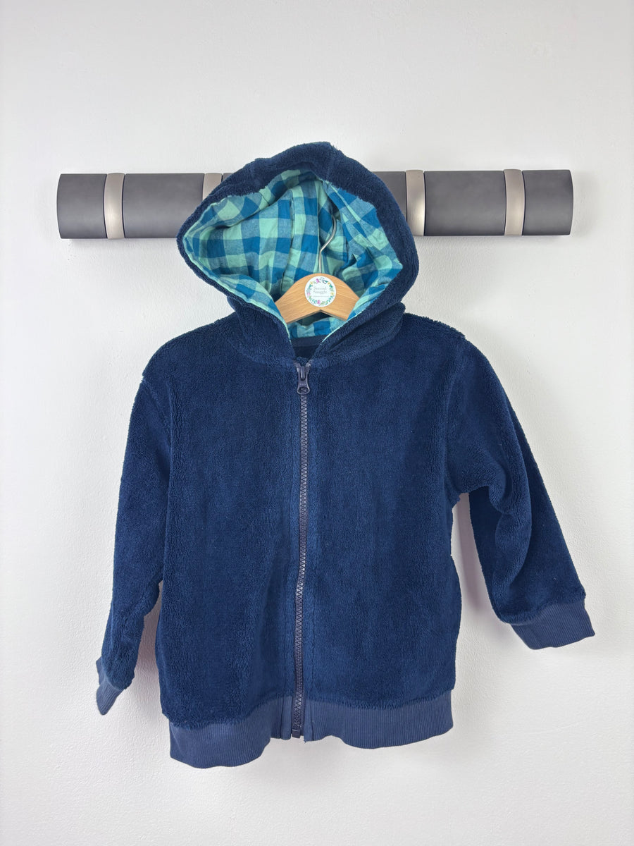 Next Navy Towelling Zip Hoodie 2-3 Years-Hoodies-Second Snuggle Preloved