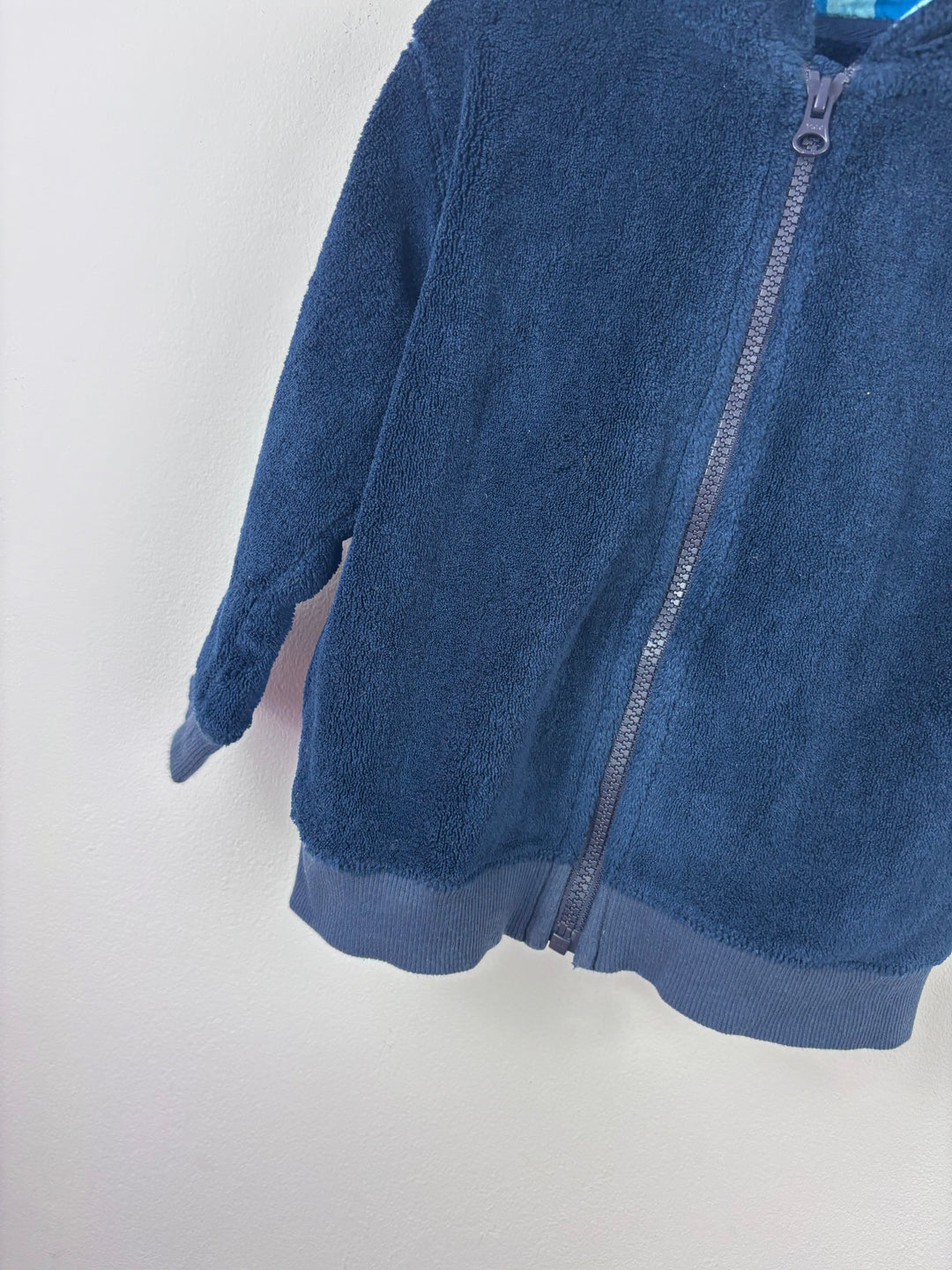 Next Navy Towelling Zip Hoodie 2-3 Years-Hoodies-Second Snuggle Preloved