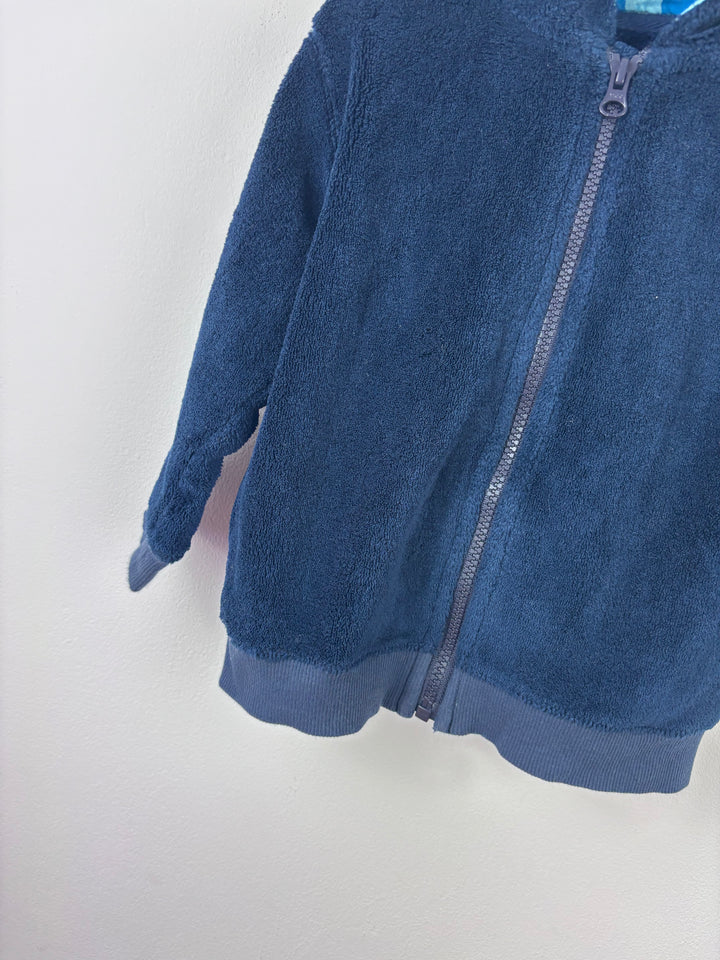 Next Navy Towelling Zip Hoodie 2-3 Years-Hoodies-Second Snuggle Preloved