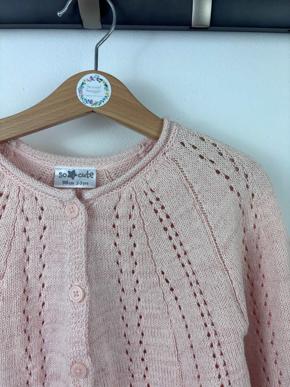 So Cute Pink Knit Cardigan with Frill Trim 2-3 Years-Cardigans-Second Snuggle Preloved