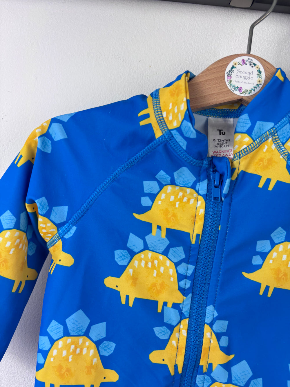 Tu Blue Dinosaur Sun Safe Swimsuit and Hat Set 9-12 Months-Swimming-Second Snuggle Preloved