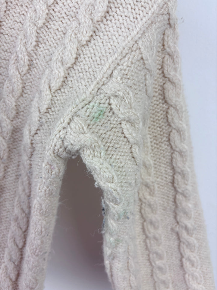 Nutmeg Cream Cable Knit with Collar and Flower Detail 2-3 Years-Jumpers-Second Snuggle Preloved