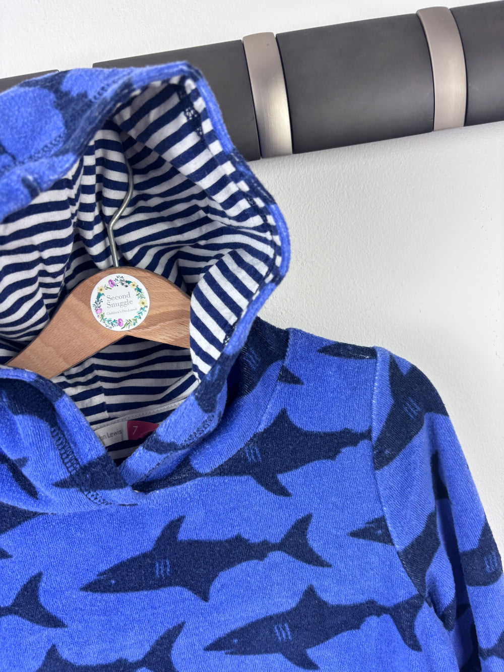 John Lewis Shark Print Hooded Towel Dress 7 Years-Swimming-Second Snuggle Preloved