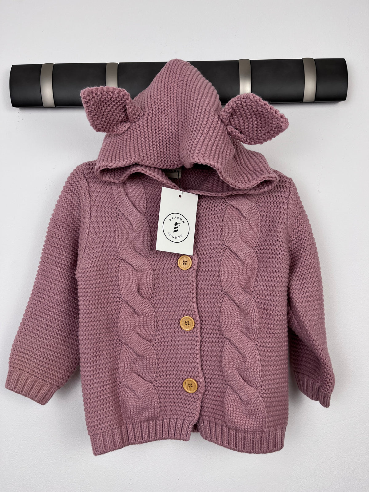Beacon London Pink Cable Knit Hooded Jacket with Ears-Jackets-Second Snuggle Preloved