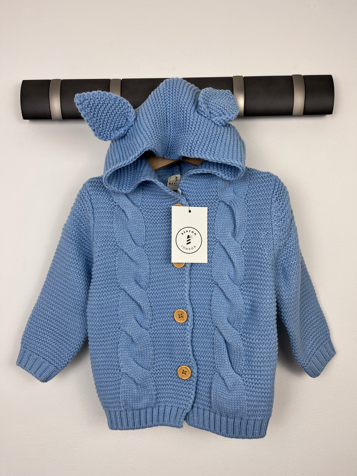 Beacon London Blue Cable Knit Hooded Jacket with Ears-Jackets-Second Snuggle Preloved