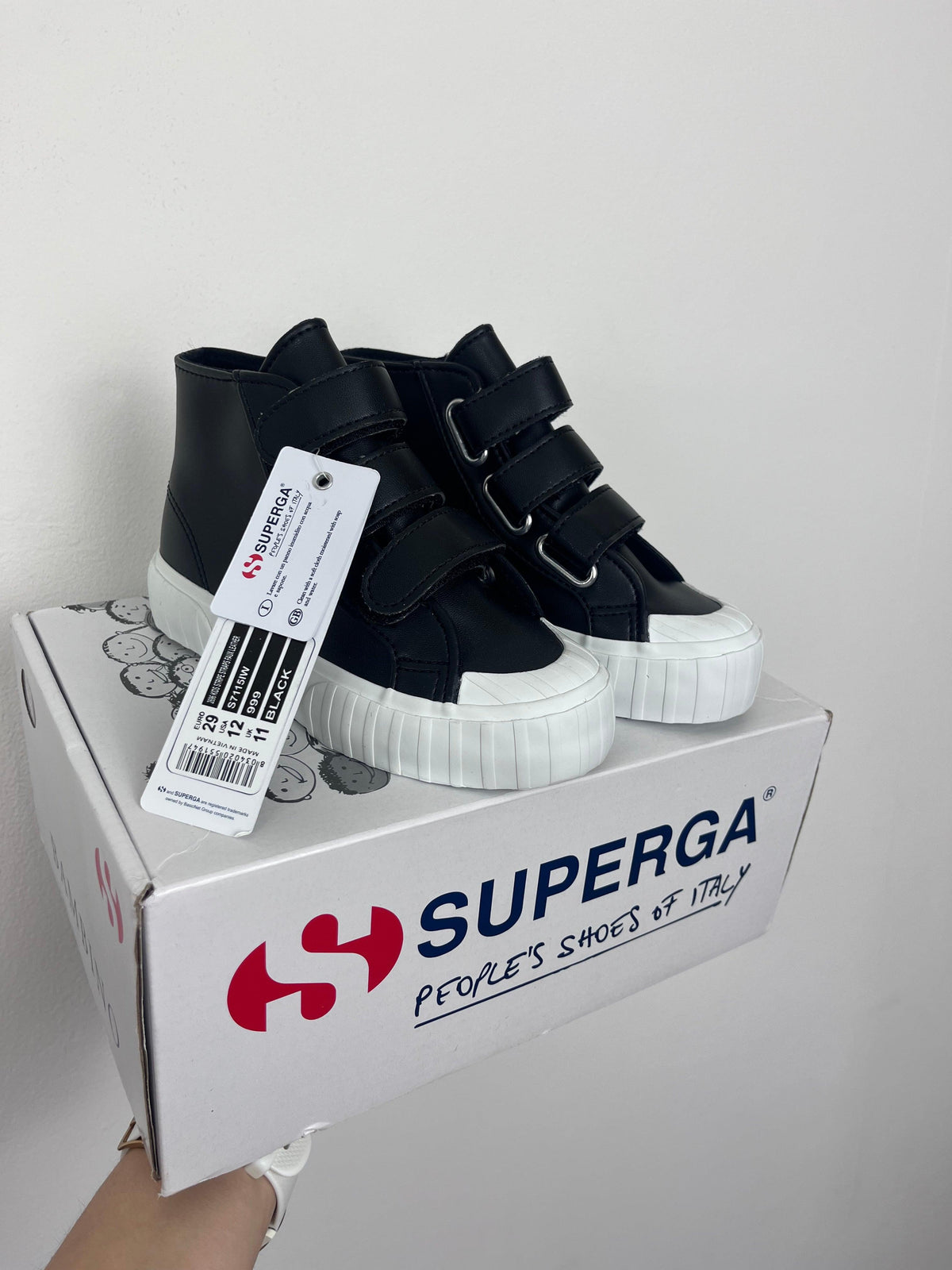 Superga Black Boot Trainers UK 11-Shoes-Second Snuggle Preloved