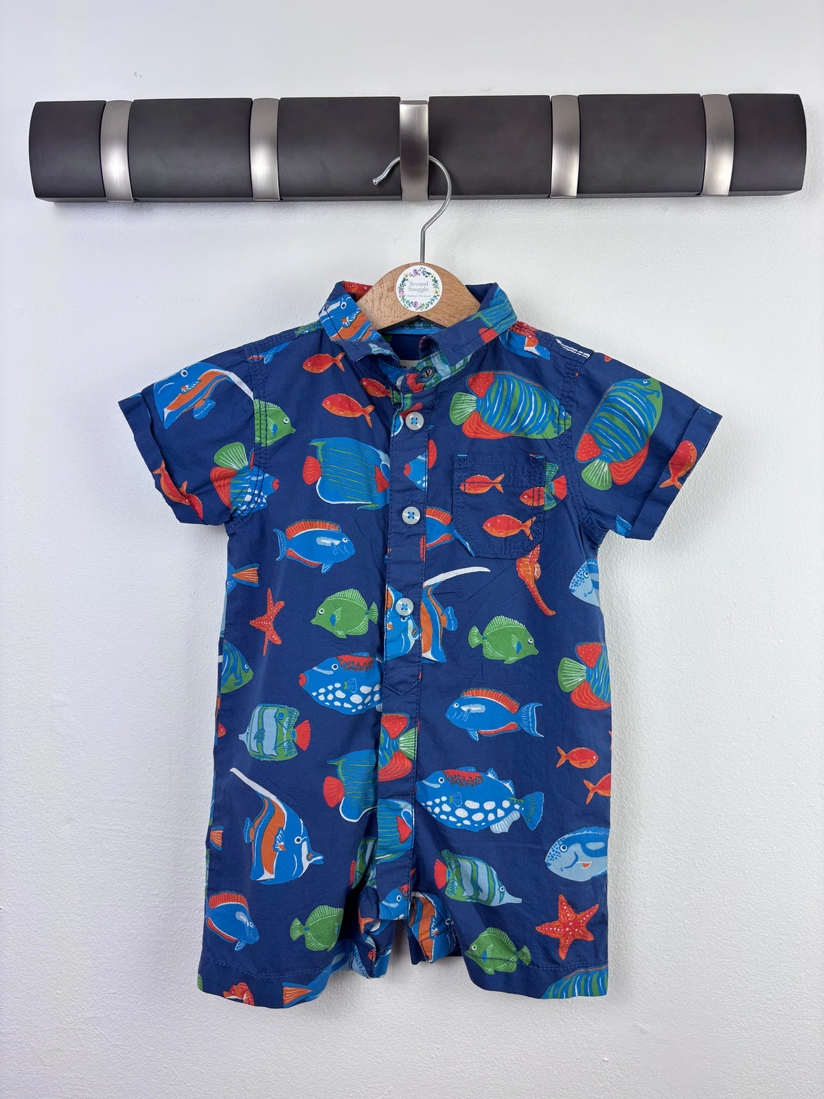 Hatley Fish Romper 9-12 Months-Rompers-Second Snuggle Preloved