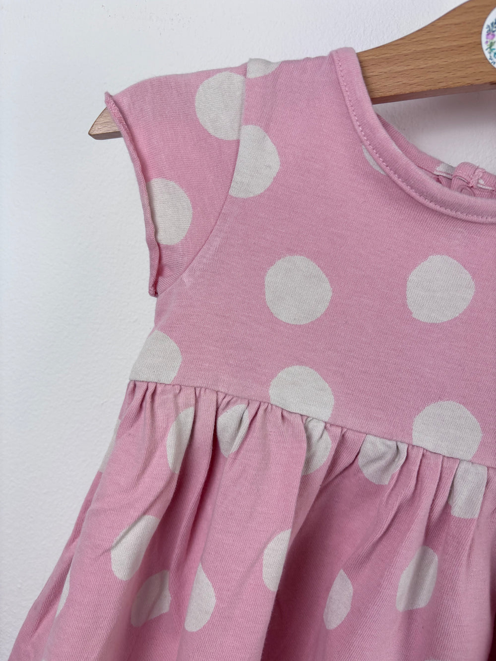 M&S Pink Polka Dot Dress 6-9 Months-Dresses-Second Snuggle Preloved