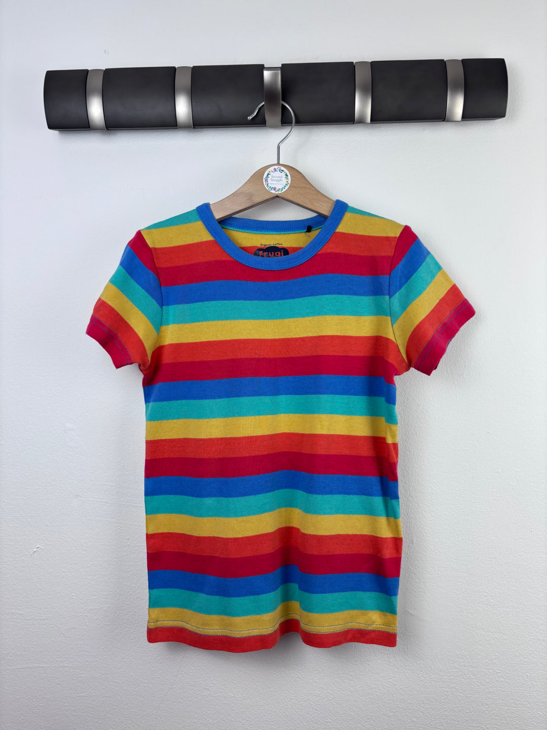 Frugi Rainbow Stripe T Shirt 7-8 Years-Tops-Second Snuggle Preloved
