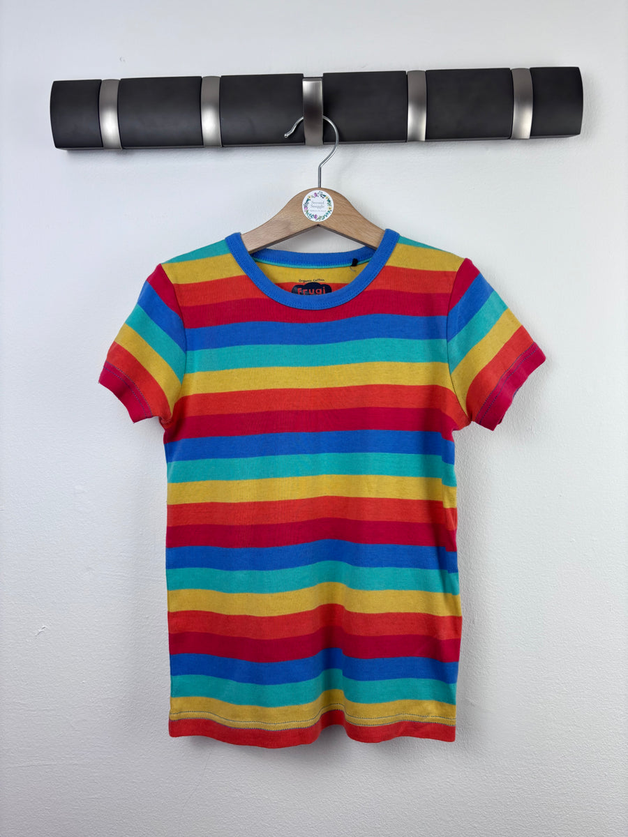 Frugi Rainbow Stripe T Shirt 7-8 Years-Tops-Second Snuggle Preloved