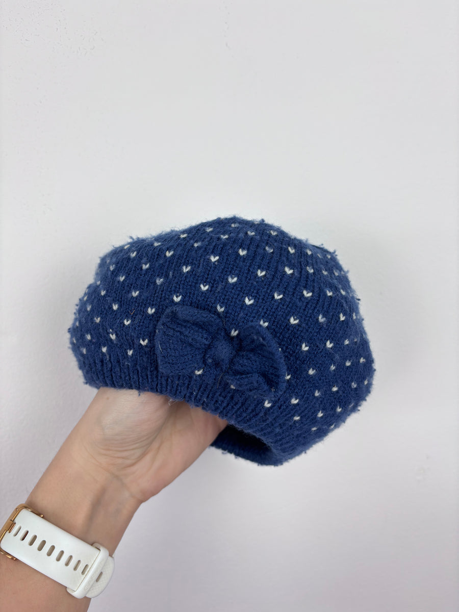 John Lewis Navy Spot Hat 3-6 Months-Hats-Second Snuggle Preloved
