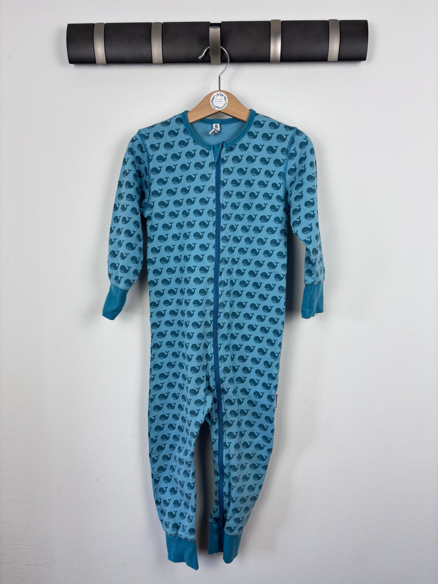 Maxomorra Whale Zippy Romper 86/92 (18-24 Months)-Rompers-Second Snuggle Preloved