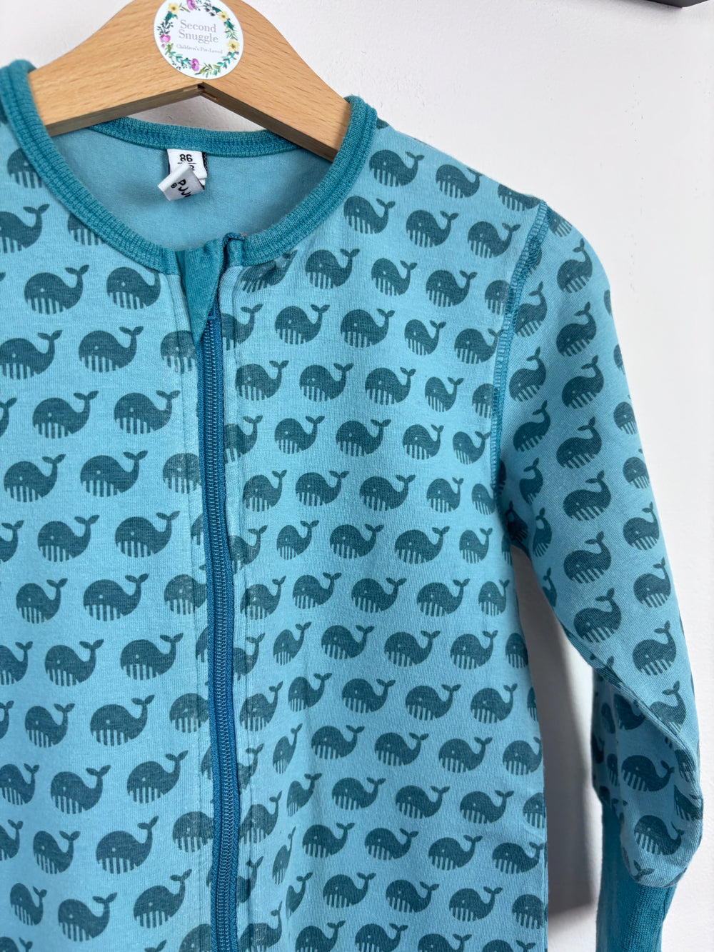 Maxomorra Whale Zippy Romper 86/92 (18-24 Months)-Rompers-Second Snuggle Preloved