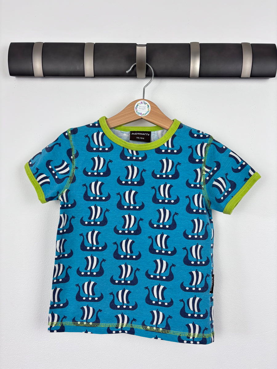 Maxomorra Ships T-shirt 98/104 (3-4 Years)-Tops-Second Snuggle Preloved