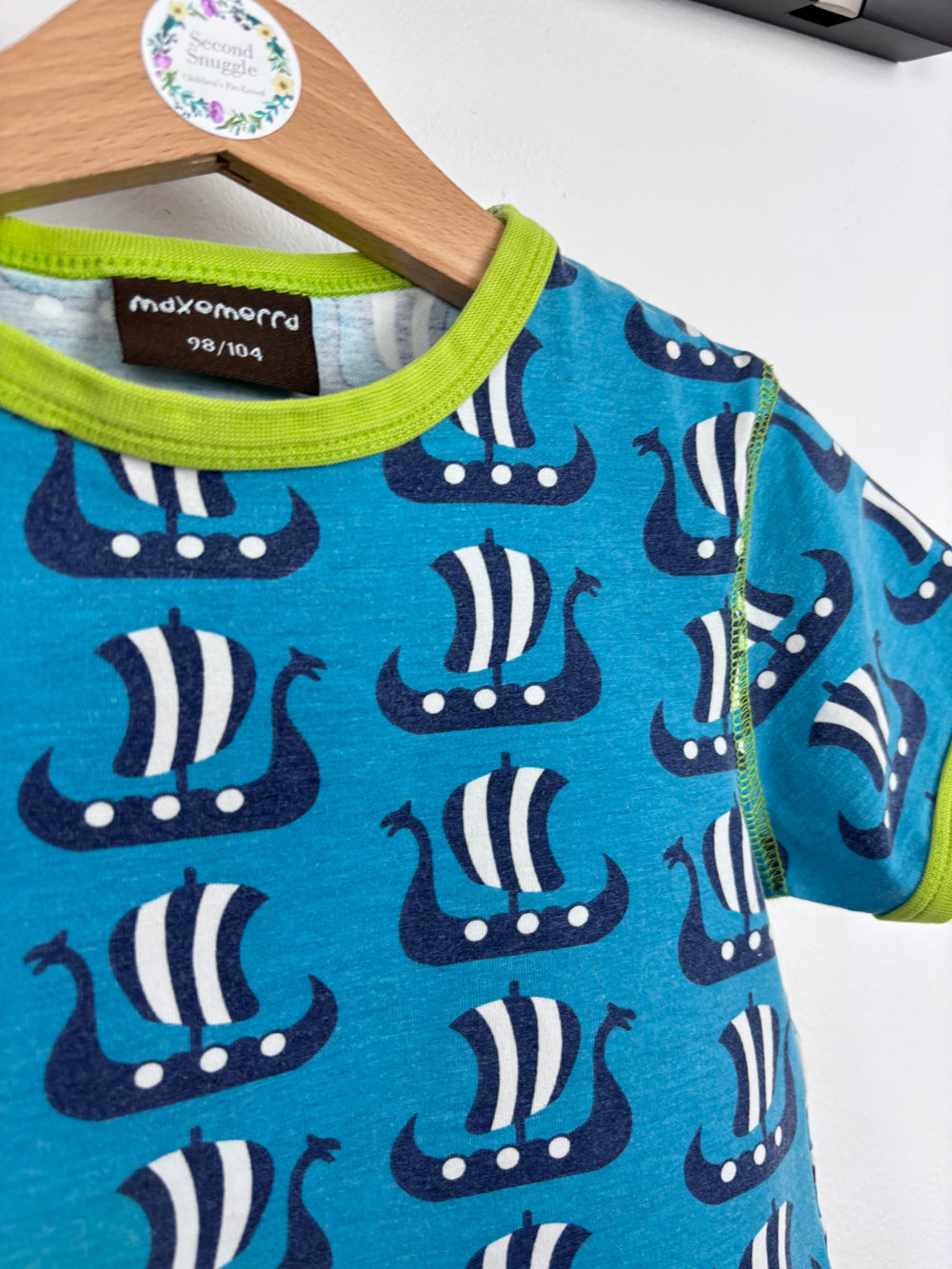 Maxomorra Ships T-shirt 98/104 (3-4 Years)-Tops-Second Snuggle Preloved