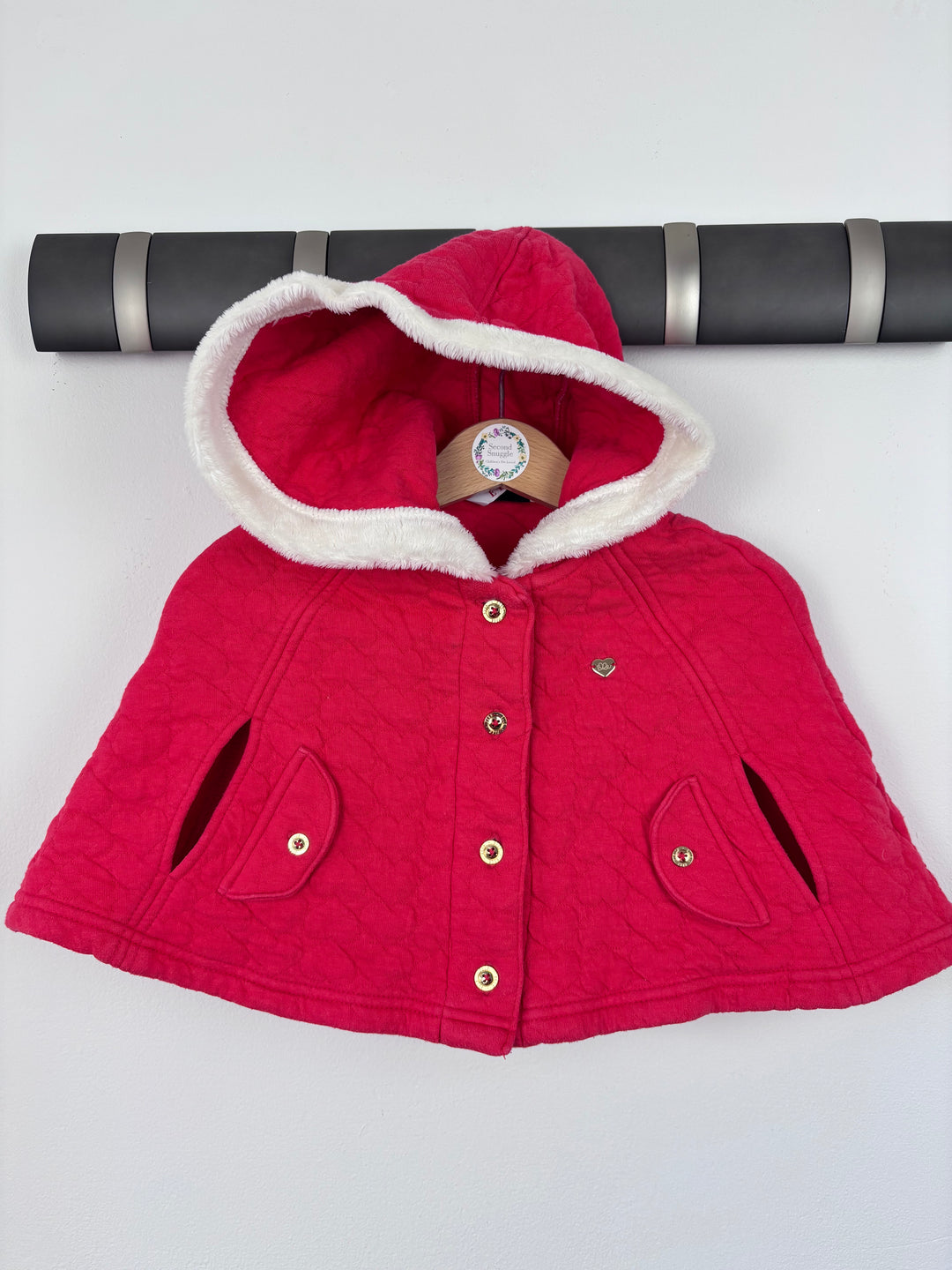 Elle Red Poncho 6-12 Months-Ponchos-Second Snuggle Preloved