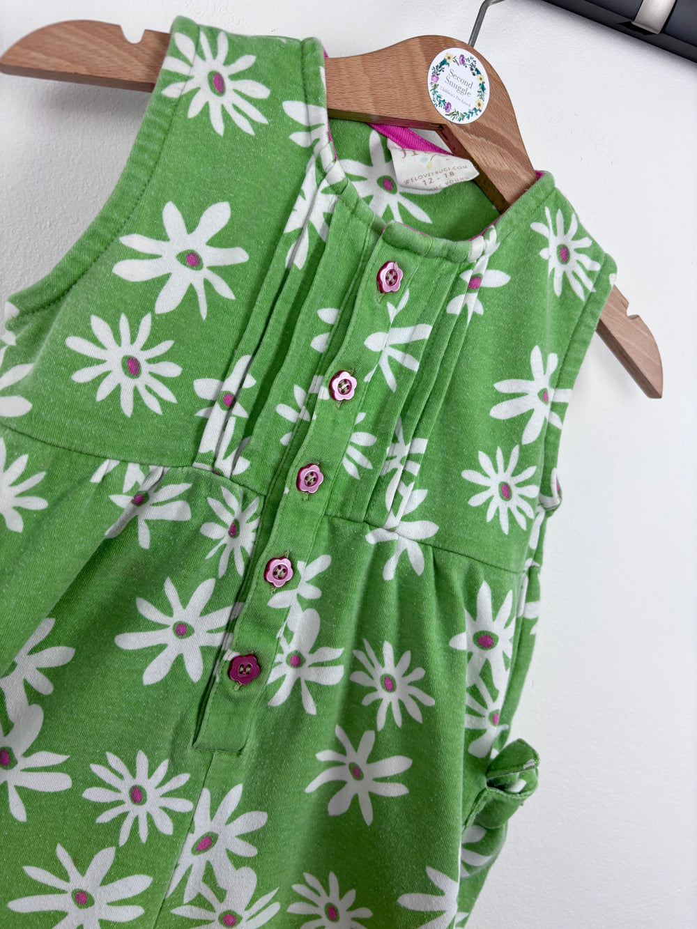 Frugi Floral Green Romper 12-18 Months-Rompers-Second Snuggle Preloved