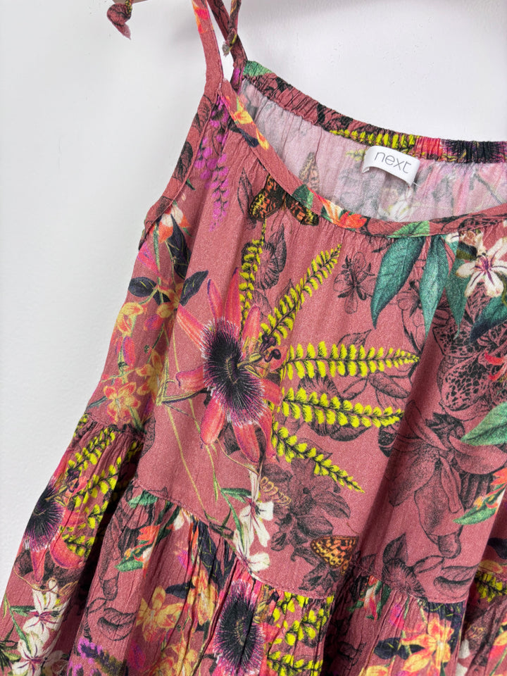Next Brown Floral Dress 6 Years-Dresses-Second Snuggle Preloved