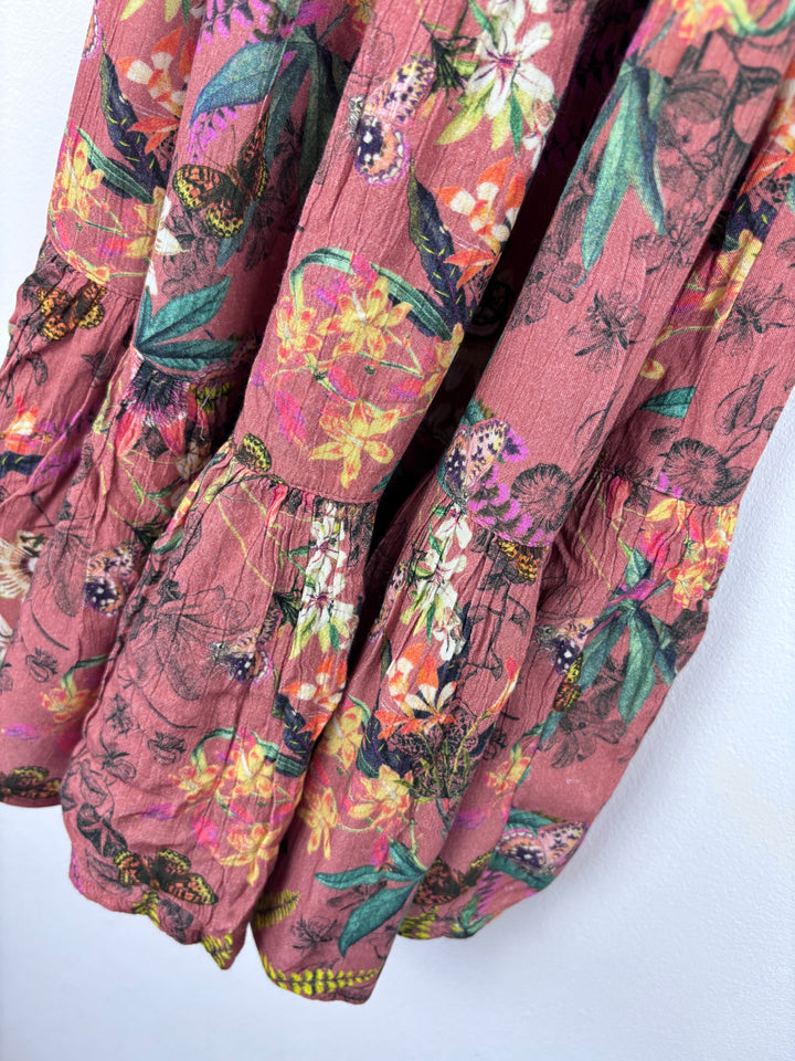 Next Brown Floral Dress 6 Years-Dresses-Second Snuggle Preloved