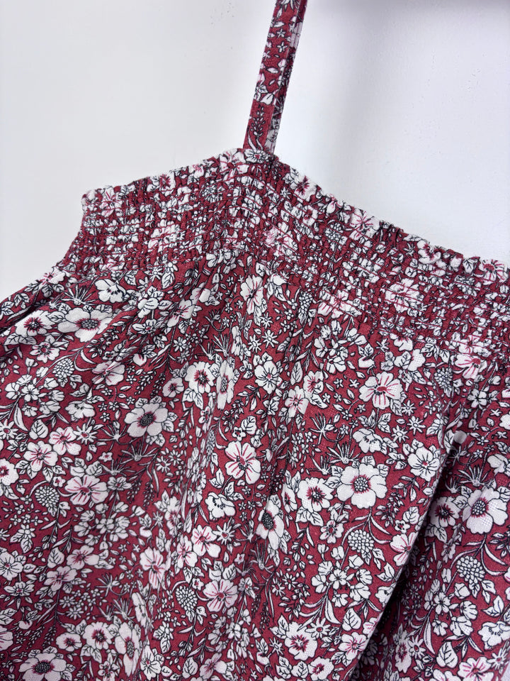 Next Brown Floral Dress 6-7 Years-Dresses-Second Snuggle Preloved