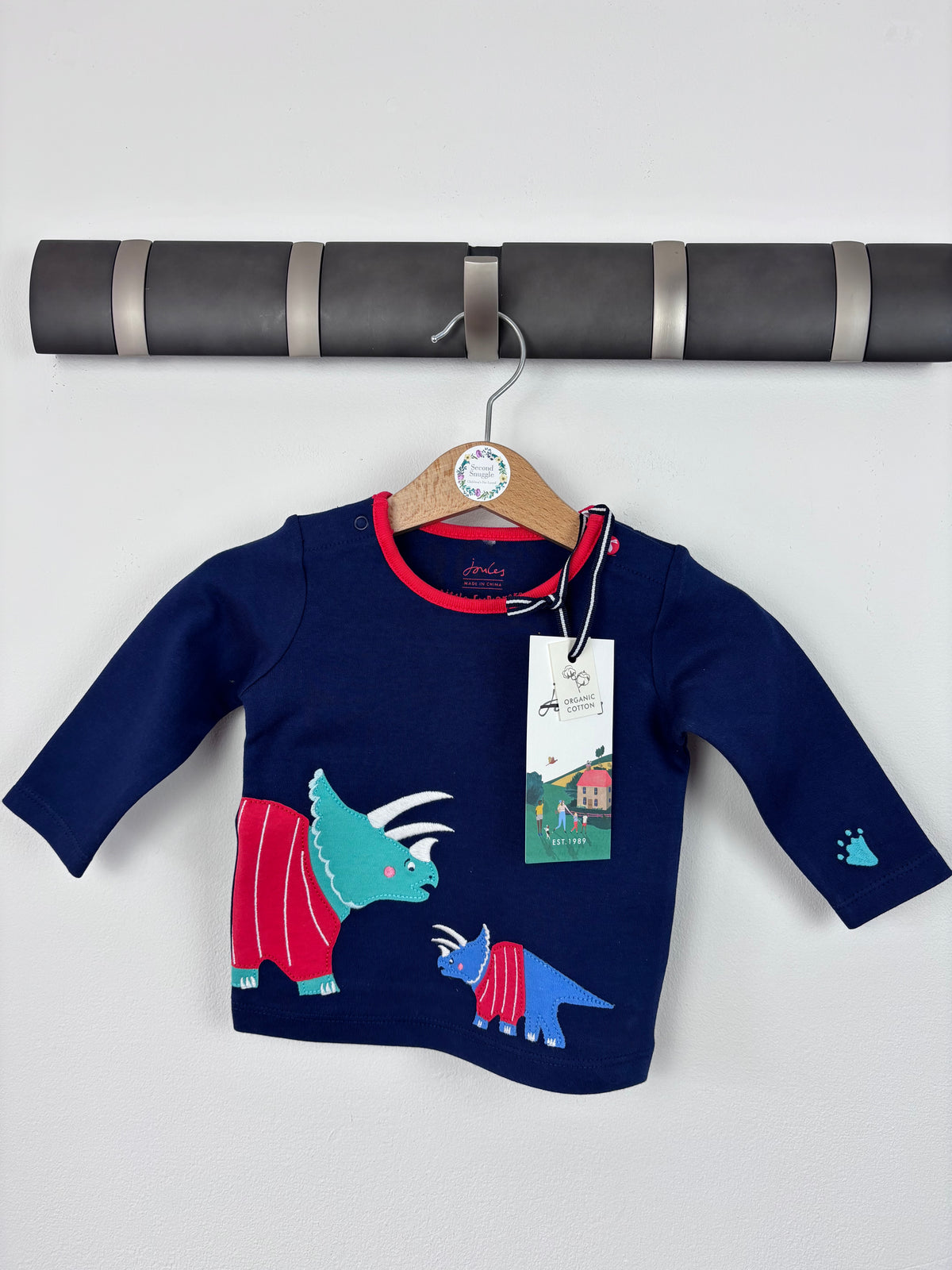 Joules Dinosaur Long Sleeve Top 0-3 Months-Tops-Second Snuggle Preloved