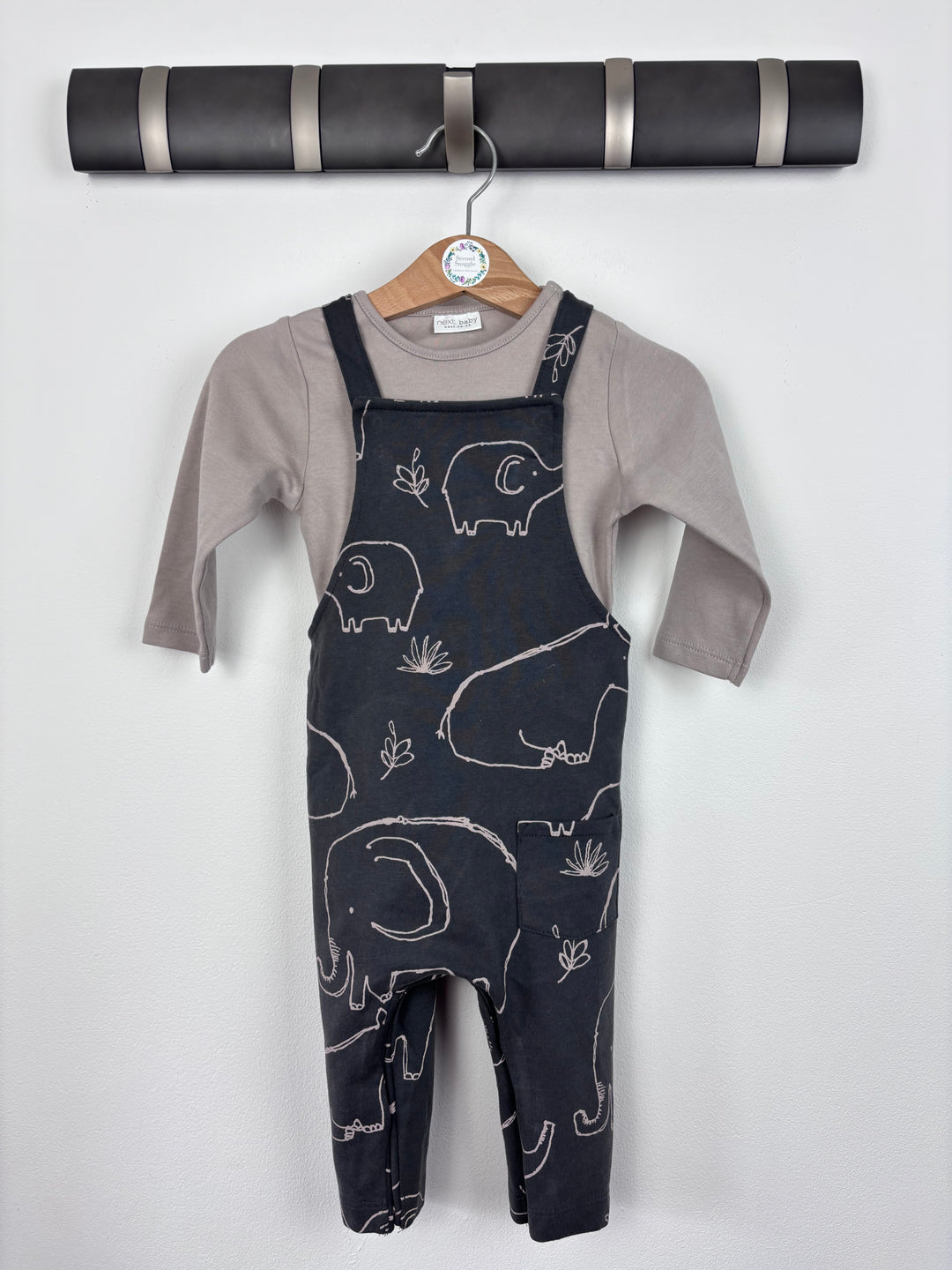 Next Elephant Dungarees 6-9 Months-Dungarees-Second Snuggle Preloved