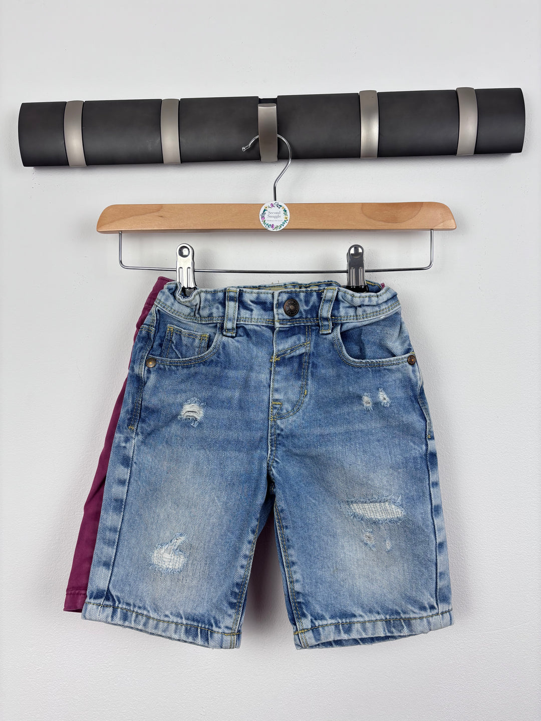 Primark Denim and Burgundy Shorts Set 3-4 Years-Shorts-Second Snuggle Preloved