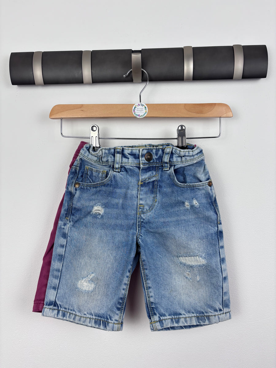 Primark Denim and Burgundy Shorts Set 3-4 Years-Shorts-Second Snuggle Preloved