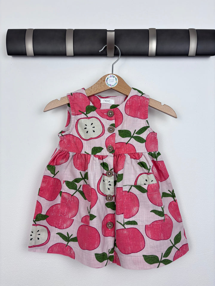 Next Pink Apple Print Dress 6–9 Months-Dresses-Second Snuggle Preloved