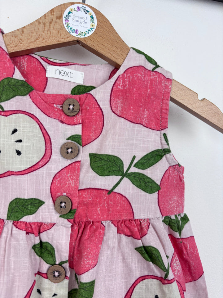 Next Pink Apple Print Dress 6–9 Months-Dresses-Second Snuggle Preloved