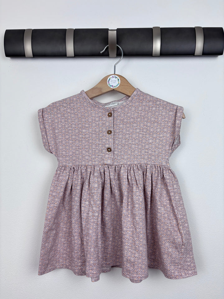 Next Mauve Printed Dress 6–9 Months-Dresses-Second Snuggle Preloved