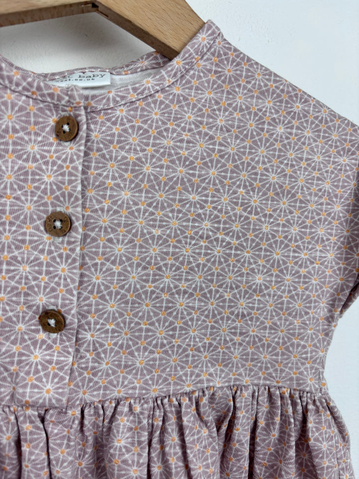 Next Mauve Printed Dress 6–9 Months-Dresses-Second Snuggle Preloved