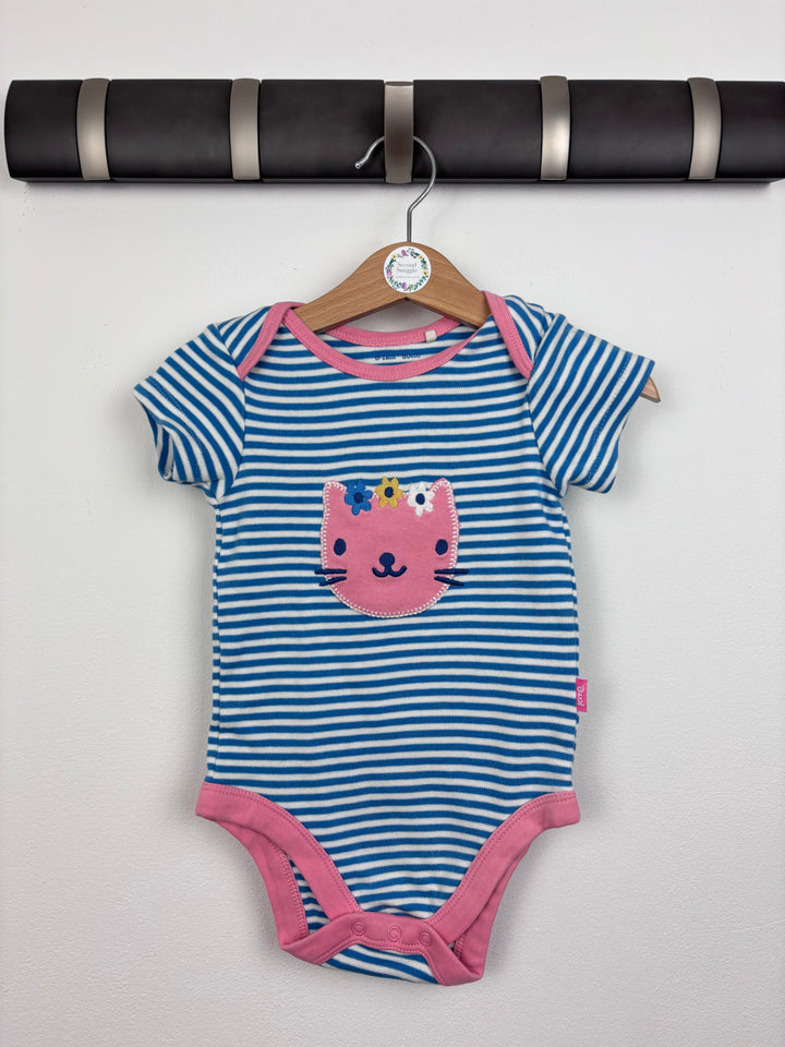 Kite Stripe Cat Appliqué Bodysuit 6–12 Months-Vests-Second Snuggle Preloved