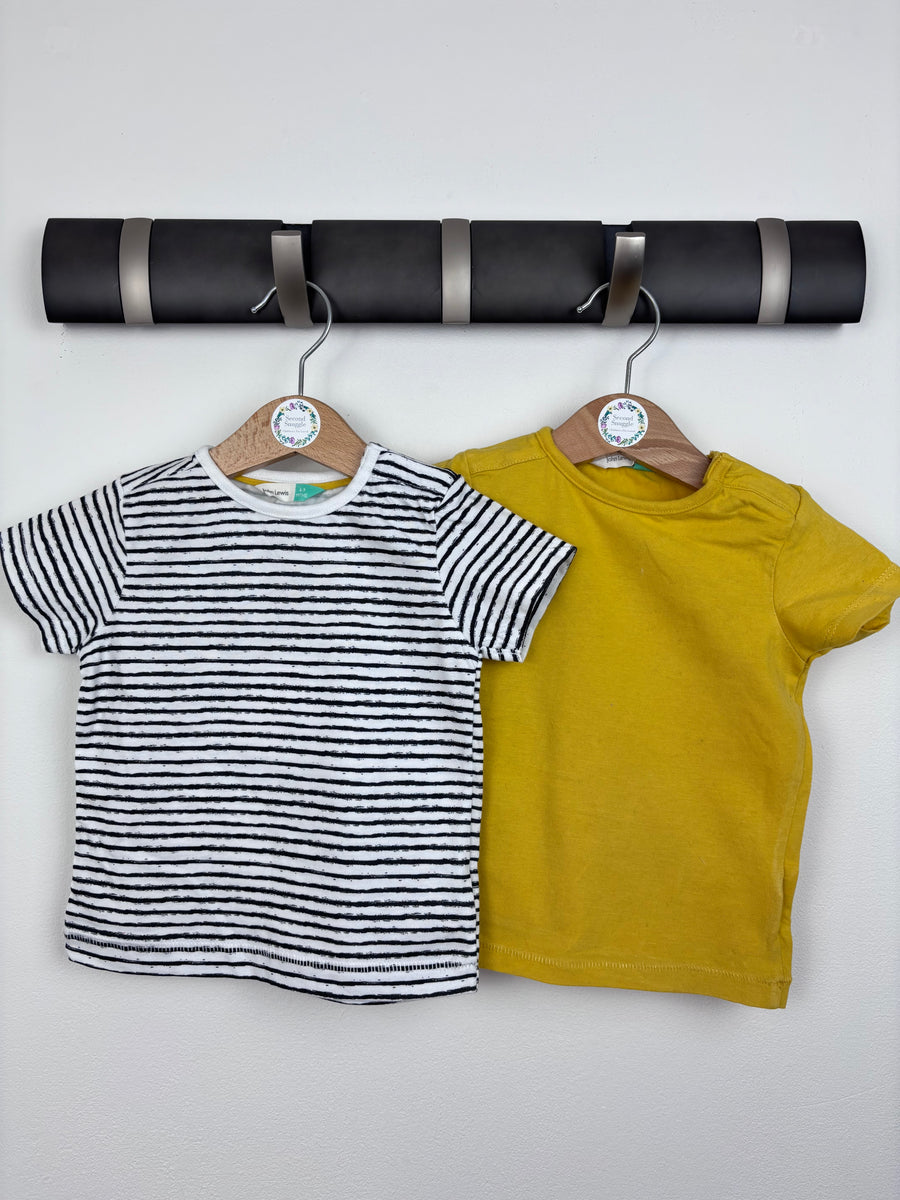 John Lewis 2 Pack Short Sleeve Tops 6–9 Months-Tops-Second Snuggle Preloved