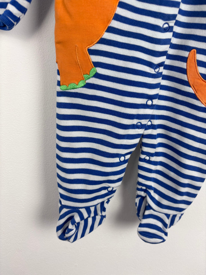JoJo Maman Bébé Dino Stripe Sleepsuit 0-3 Months-Sleepsuits-Second Snuggle Preloved